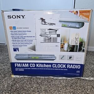 Sony ICF-CDK50 Under Cabinet CD Player Kitchen Clock AM-FM Radio - NEW Open Box
